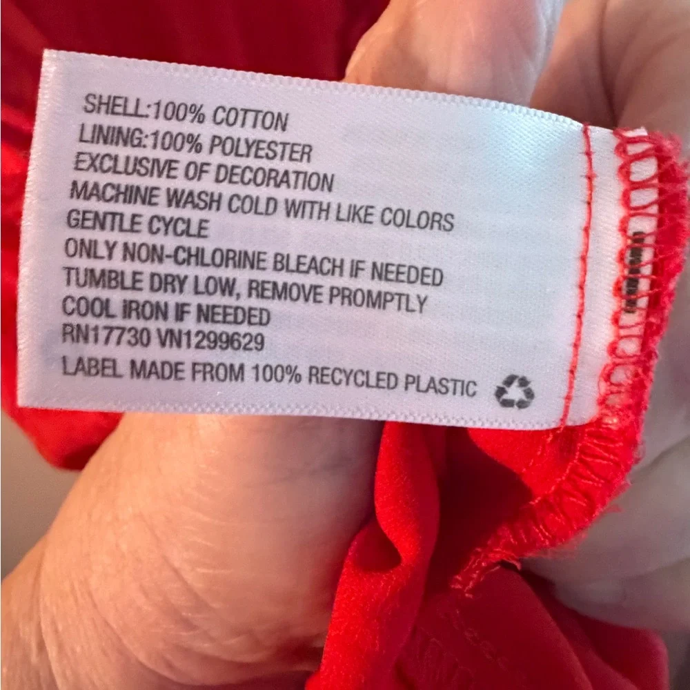 Knox Rose Red Dress with Blue Embroidery Size Large Lined 💯 Cotton - Picture 10 of 11